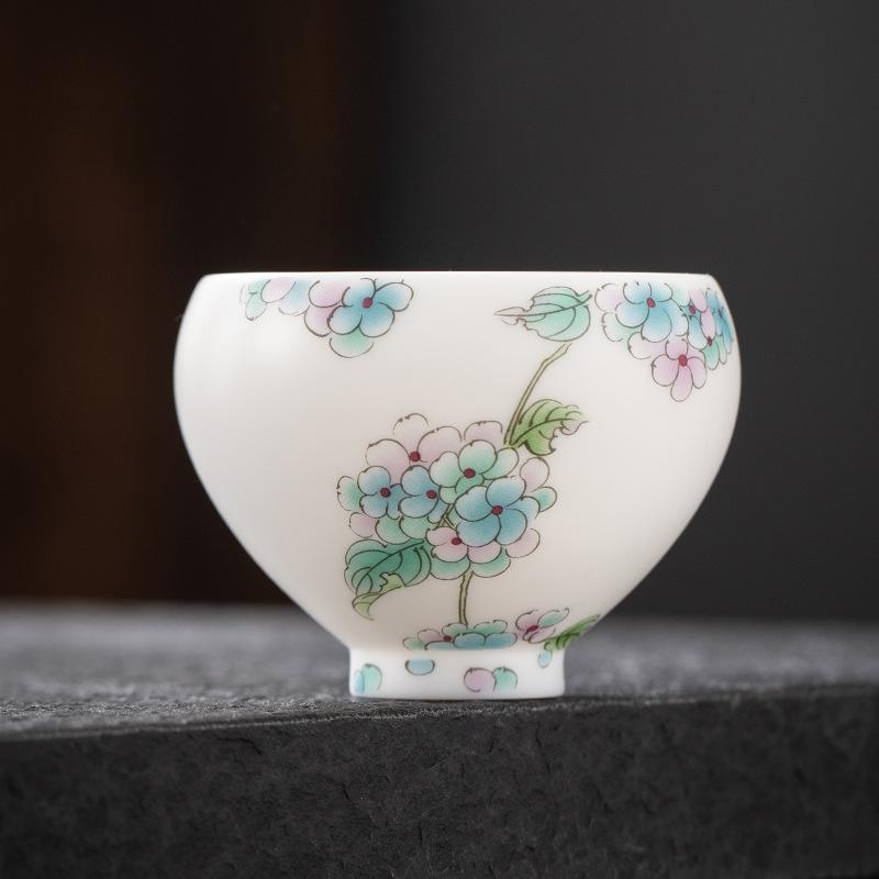 Sheep Fat Jade White Porcelain Teacup Handmade Porous Roasted Tea Bowl Personal Master Cup Meditation Cup Mugs Kung Fu Teaware