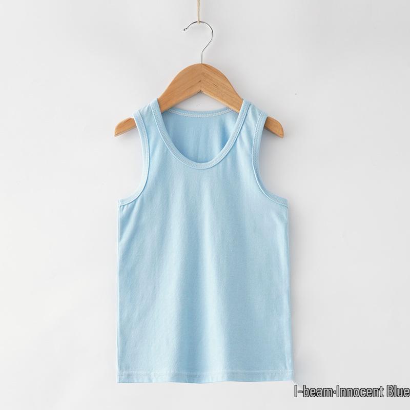 Kids' Summer Lycra Cotton Racerback Tank Top – Breathable Solid Color Base Layer for Boys & Girls