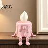 Tabletop Decorative Candle Figure 3D Printing Ornament, Wax Liquid Texture Dripping Sculpture with Pink And White Decor Movable Joints, Adjustable