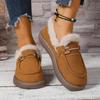 Women's Large Size Fur Mouth Soft Sole Winter Warm Fur One Foot Stirrup Snow Boots Padded Lined Ankle Boots Non-Slip Hiking Casual Sports Cotton Boots