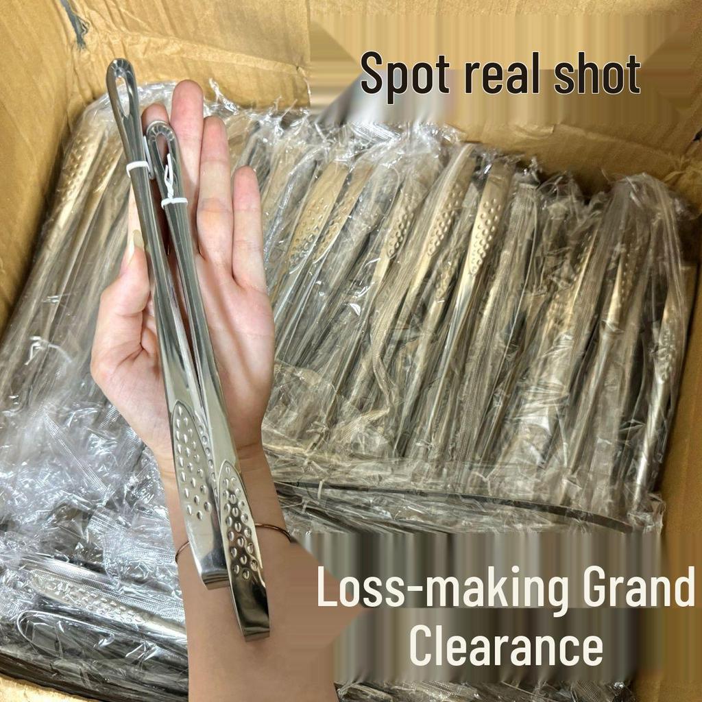 304 Stainless Steel Food-Grade BBQ Tongs for Grilling, Buffet, Bread, and Strawberries