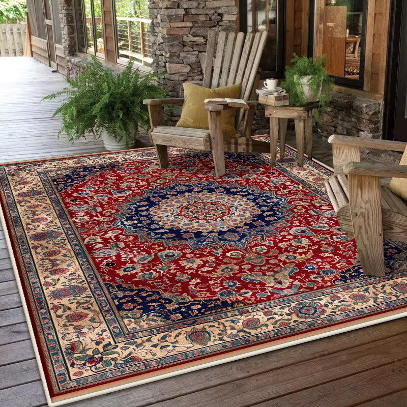 Retro Persian Red CARPET FOR LIVE ROOM Non-slip Bedroom Decoration Bohemian Washable Large Rug Parlor Coffee Tables Mat Room
