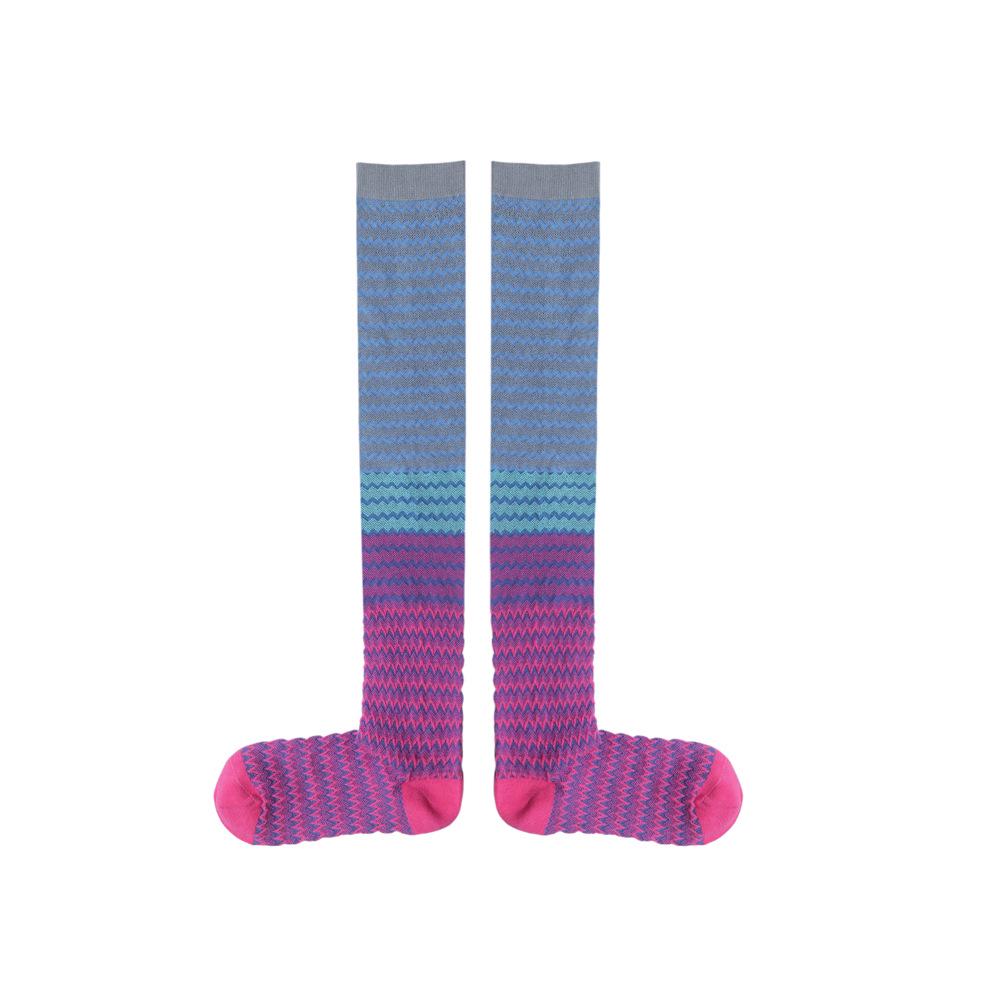 

Color Block Knee-High Striped Retro Slouch Socks - Embossed, Seamless, and Slimming 35-39