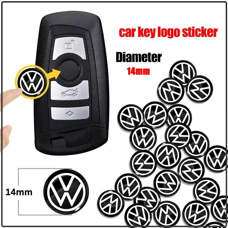 5/10 stk 14mm Bilnøkkel Emblemklistremerker Auto Kontrollnøkkel Logo Tilbehør For Volkswagen Golf-7 4 5 6 CC T-ROC Sharan Passat B5 6 7 Polos Tiguan R Line