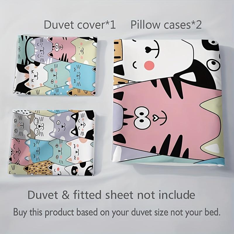 3pcs Fashion Duvet Cover Set Cute Black Color Cat Print Bedding Set Soft Comfortable Breathable Duvet Cover For Bedroom Decor