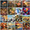 CHENISTORY Oil Painting By Number Landsape Drawing On Canvas Gift DIY Paint By Numbers Kits Hand Painted Art Paintings Home Deco