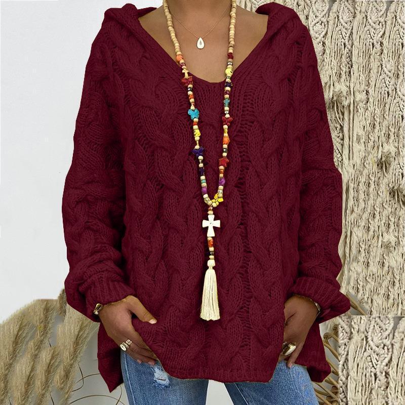 Women Autumn Knitted Sweater Casual Solid Hooded Pullovers Europe Style Jumpers Streetwear Women's Clothes
