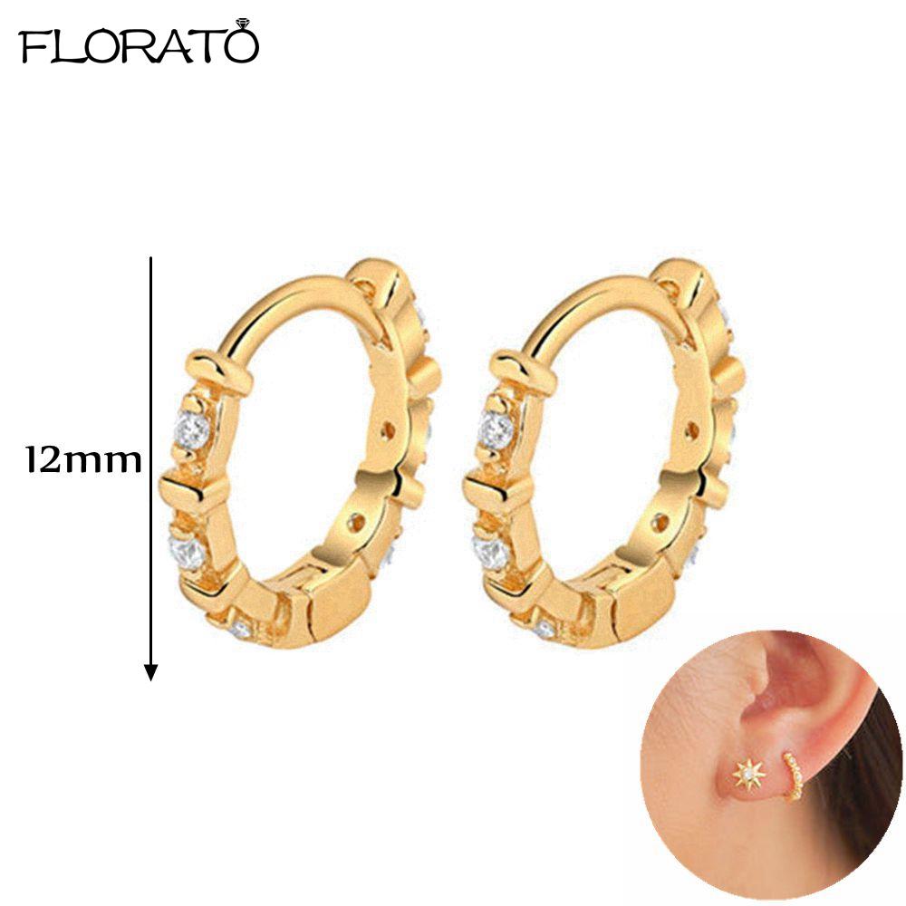 925 Silver Needle 11/13mm Small Hoop Earrings for Women Circle Piercing Huggie Earrings Multicolor Zircon Earrings Party Jewelry