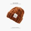 Fisherman knitted hat children autumn and winter plush retro wool hat warm ear protection big head circumference cold hat men's headgear hat