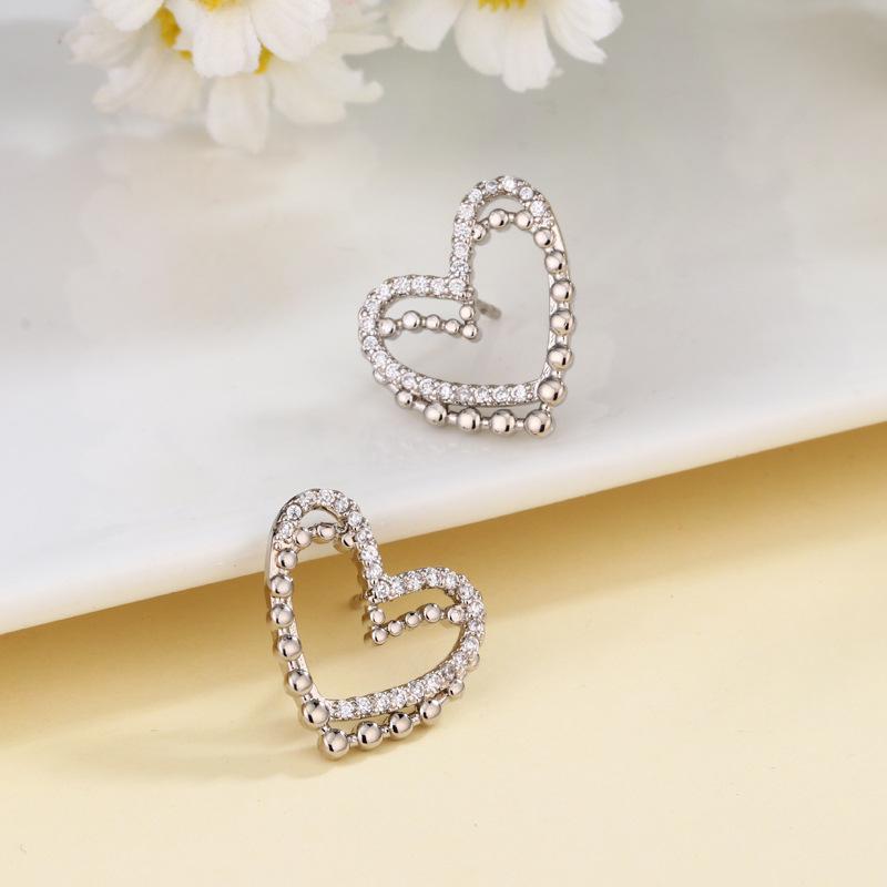 Korean Heart Stud Earrings: Elegant & Versatile Women's Design 2023