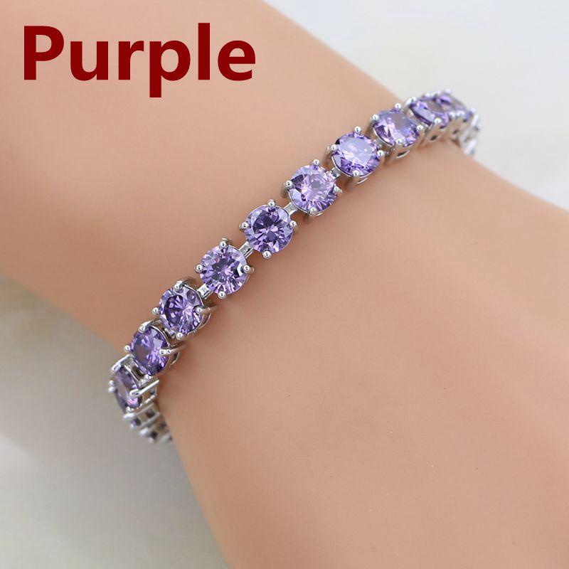 Gioielli in Argento 925 Bracciale a Catena Link con Granato Rosso Sposo e Zircone Bianco Creati 21cm Per Donne Scatola Regalo Gratuita