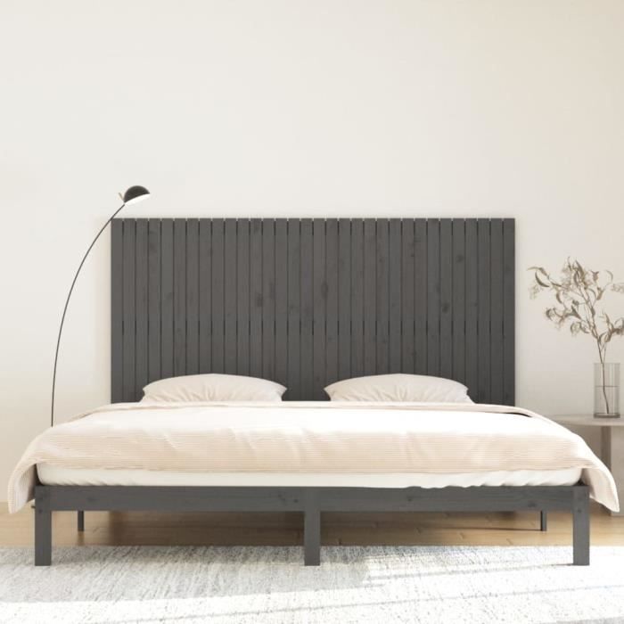 VidaXL Wall-mounted Headboard Grey 204x3x110 Cm Solid Pine Wood 824930
