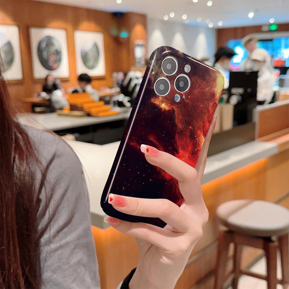 Samsung Galaxy A52 iPhone 11 Xiaomi Redmi VIVO OPPO Realme Huawei Infinix Darbeye Dayanıklı Ultra İnce Sert Kapak için Şık Yıldızlı Degrade Telefon Kılıfı