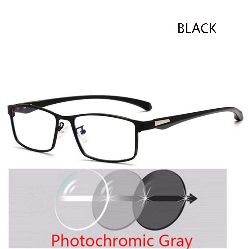 Full Frame Square Myopia Glasses Metal Anti Blue Light Prescription Spectacles 0 To 6 0 Degrees For Men Women