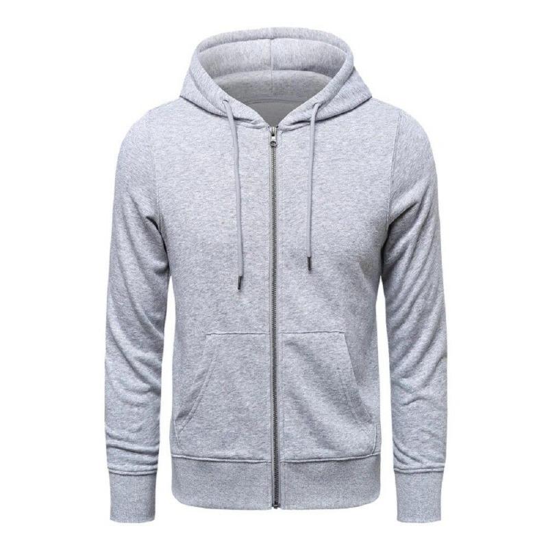 2026 Autumn/Winter High Quality Fashion Zipper Hoodie Men s Solid Color Jacket High Street Zipper Hoodie Casual Loose Sportswear US XXXL светло-серый