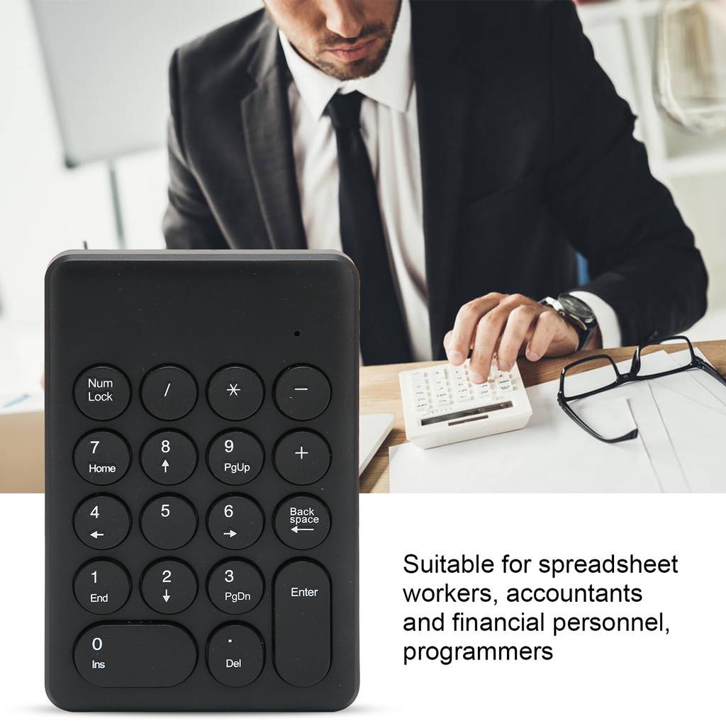 Numeric Keyboard 18 Keys Ergonomic Tilt Design 2.4GHz Wireless Stable Signal Numeric Keypad