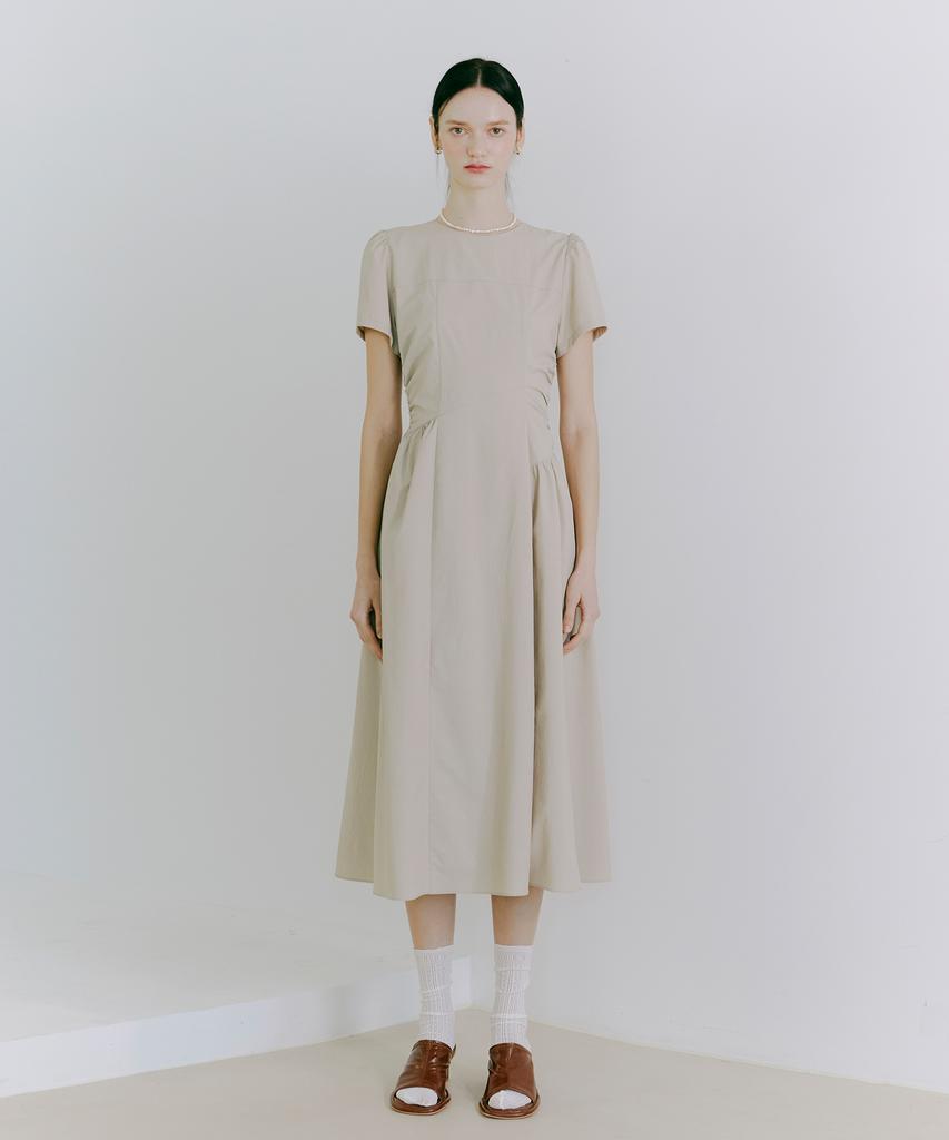 Etmont Side Shirring Dress Beige