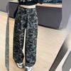 Damen Arbeitskleidung High Waist Camouflage Retro Jeans - Locker, Weitbein, Gerader Schnitt für lockere lässige Damenhosen