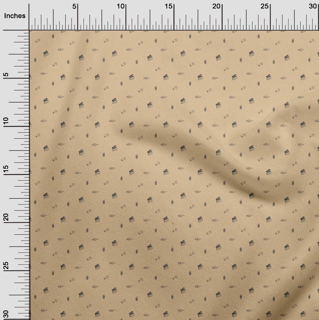 oneOone Cotton Flex Light Beige Fabric Movie Clap Board Diy Clothing Quilting Fabric Print Fabric By Yard 40 Inch