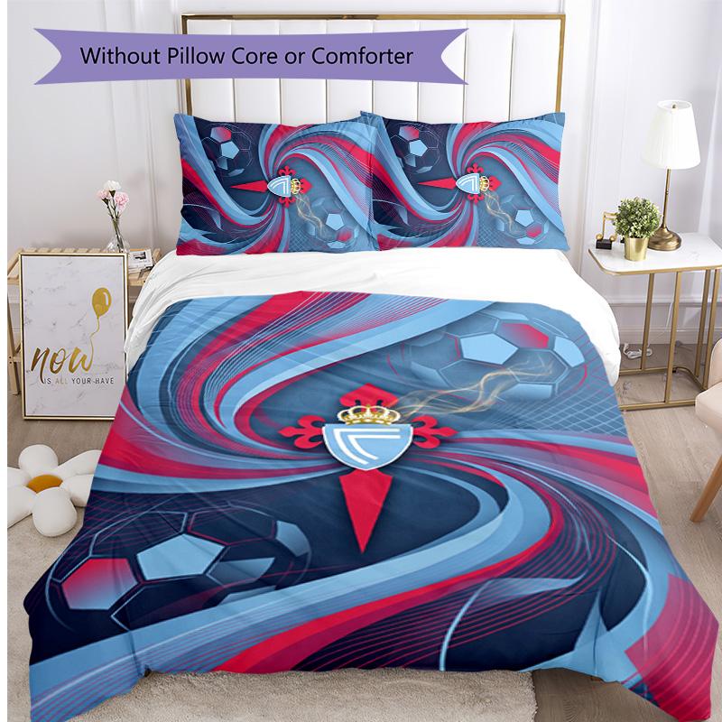 Set Biancheria da Letto 3 Pezzi Stampato Celta Vigo FC Copripiumino Traspirante con Federe Biancheria da Letto Decorativa per Camera da Letto Casa