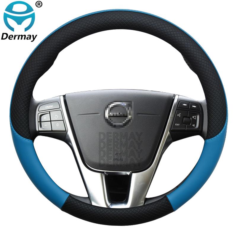 For Volvo V70 I II III Leather Car Steering Wheel Cover 100% DERMAY Brand Non-slip Auto Interior Accessories