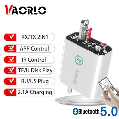 VAORLO EU UNS Wireless Adapter Bluetooth 5,0 Empfänger Sender TF/U Disk Play QC2.0 Ladung Für Kopfhörer TV IR APP control