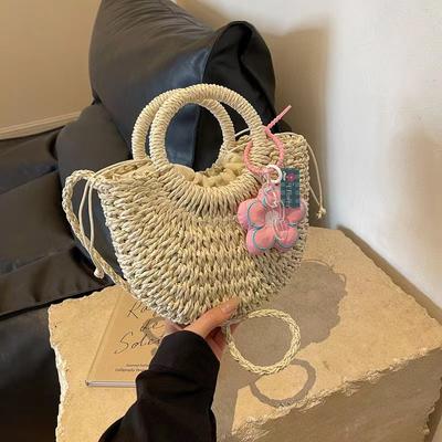 Hasır Çanta Moda Kadın Çantası Tek Omuz Postacı Çantası Kadın Taşınabilir Sebze Sepeti Çantası