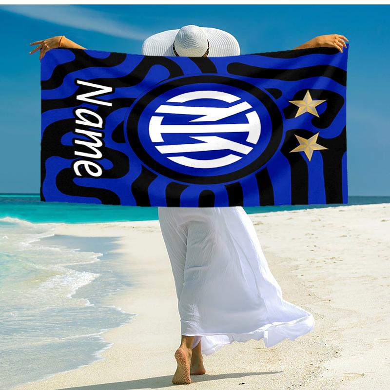 Personalized Customized Proof Beach Towel with Inter Milan Pattern - Soft, Absorbent,quick-drying,perfect Swimming,camping&bathing