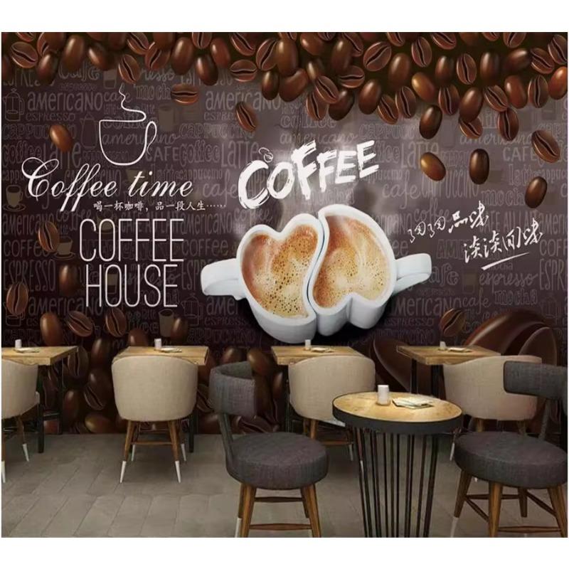 Wallpaper 3d Photo Mural Hand-Painted Coffee Decorative Painting Background Wall Mural 3d Wallpaper