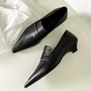 Retro Nischen-Spitzschuh-Heels für Damen, Lederschuhe, Vielseitige Niedrigabsatz-Single-Schuhe