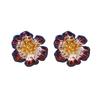 Red three-dimensional enamel flower earrings spring French high-end retro niche versatile fashion earrings