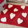 Korean Style Red Velvet Heart Shape Rug Non-Slip Absorbent Floor Mat Bedroom Bathroom Kitchen