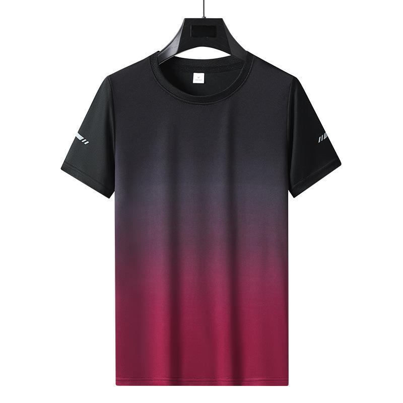 

Gradient Camouflage Print Summer Thin Ice Silk Quick Drying Men s Round Neck Short Sleeved T-shirt Plus Size Sports Casual Top XXXXXL червоний