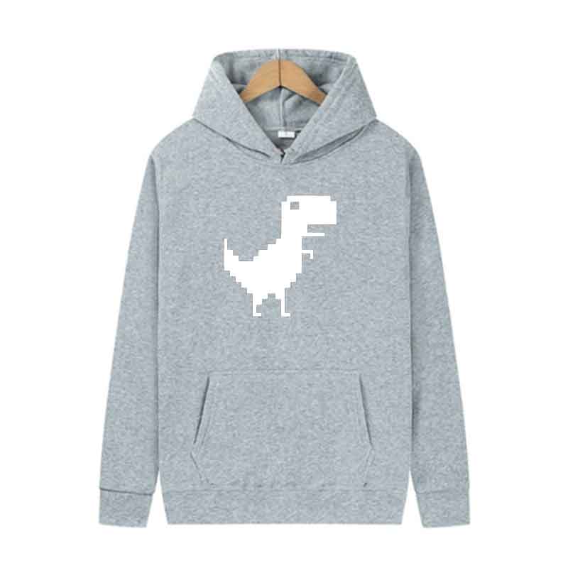 Fun Dinosaur Print Men New Spring Autumn Leisure Comfortable Unisex Hooded Sports Shirt Slow Running Street Leisure Pullover