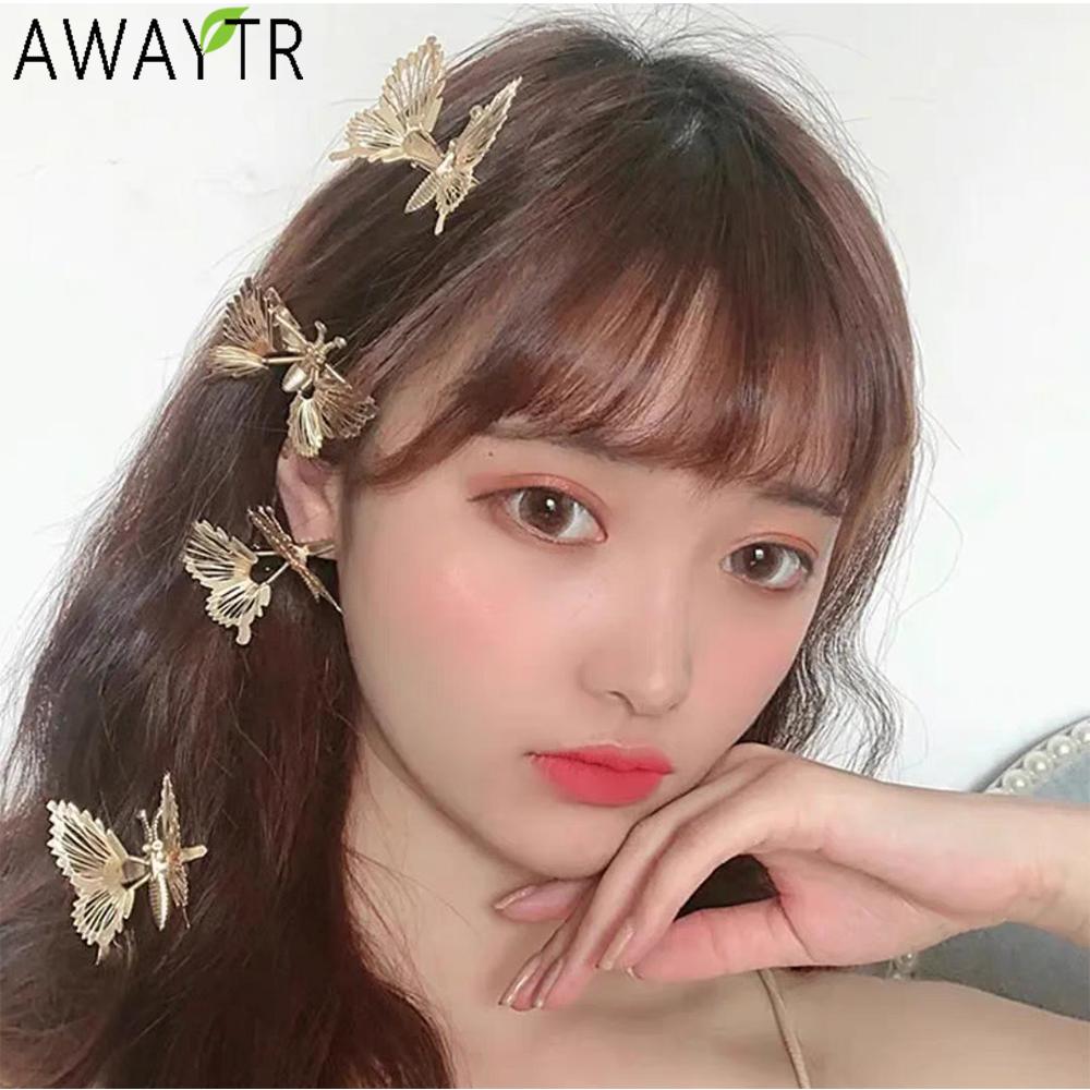 

AWAYTR Luxury Hollow-out Gilded Butterfly Duckbill Hairpin Alloy Hair Clip Valentine Headwear Hair Accessories Festival Gift