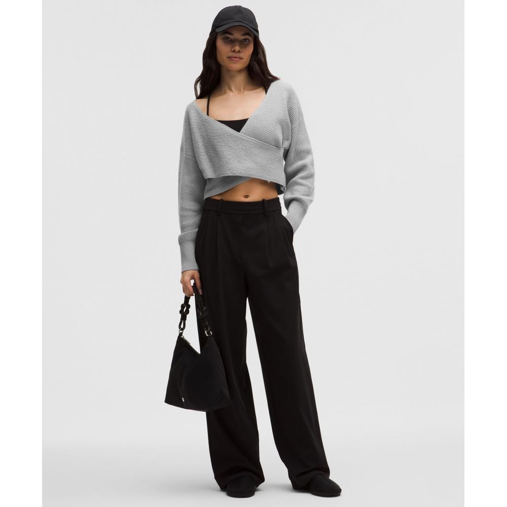 Lululemon Brushed Cotton Reversible Crossover Sweater Silver Drop