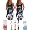 Elegant Women Summer Vintage Beach Sleeveless 3d Floral Print Boho Tank Dress