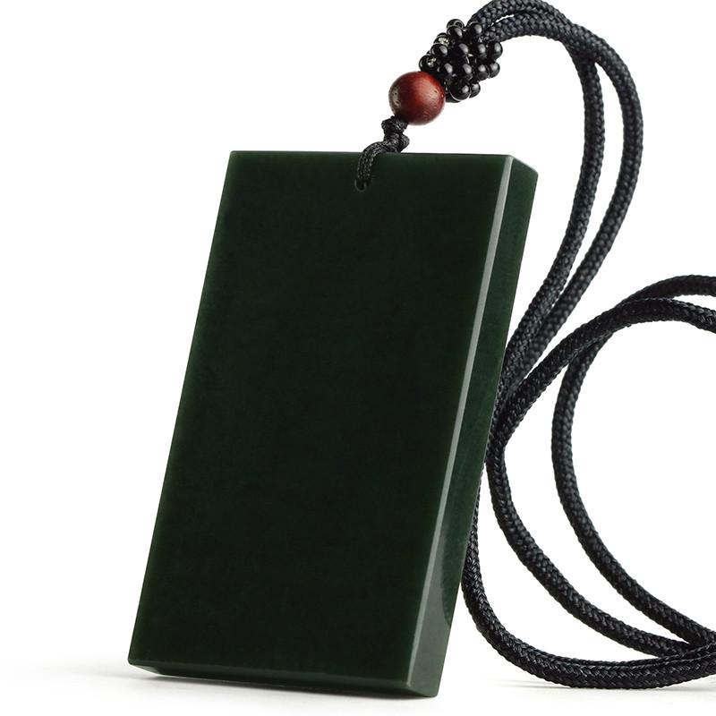 

Hetian Jade Green & Black Safe and Sound Card Pendant