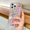 Luxury 3D Bling Glitter Crystal Rhinestone Heart Floral Phone Case For iPhone 17 16 15 14 13 12 11 Pro Max Air Mini 16e 8 7 Plus X XS XR