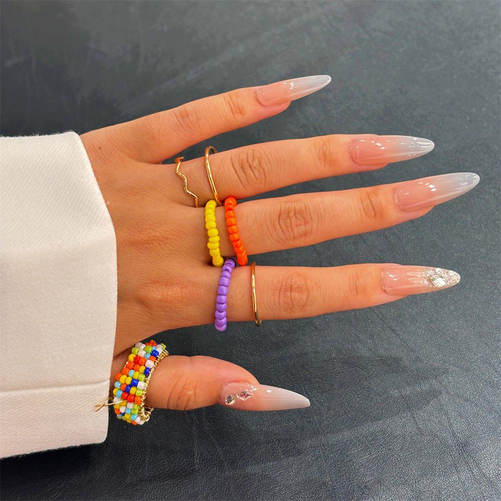 European & American Minimalist Luxury Colorful Ladies' Ring Set
