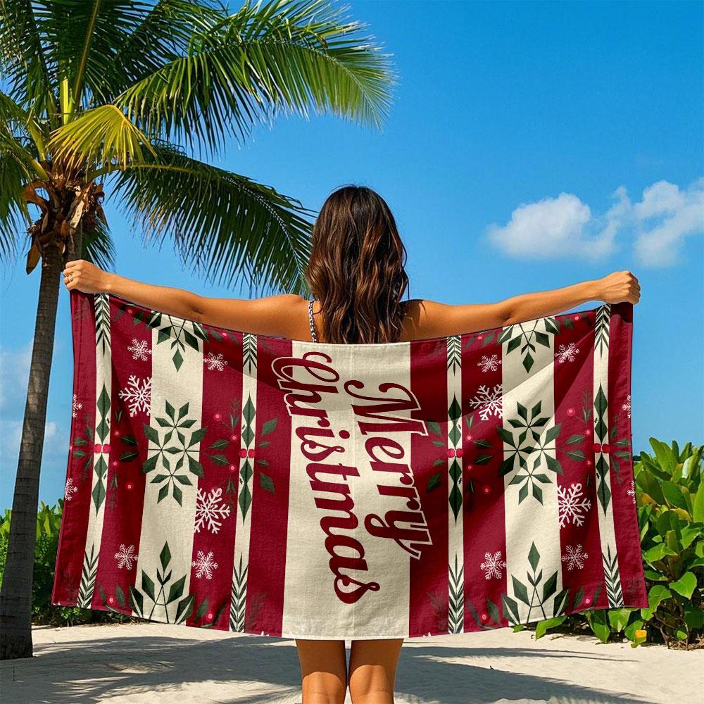 Christmas Greeting Card Quick Drying Bath Towel Microfiber beach towel light weight swimming camping yoga beach out