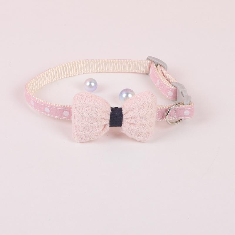 

1pc-A cat collar, polka dot cat bow collar, adjustable soft cat tie, pet accessory розовый