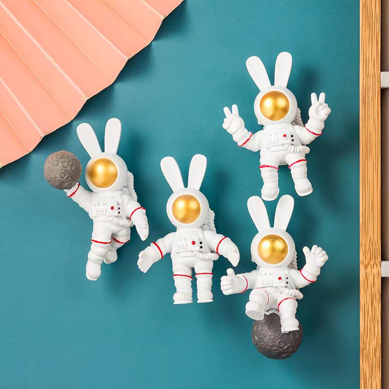 Space Astronaut Refrigerator Stickers Long-eared Rabbit 3D Doll Magnet Magnet Refrigerator Decoration Po Wall Gift
