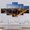 Printed City Night Scenery Picture Painting Canvas Frame 5 Panels Wall Art Modern Modular Poster for Living Room Home Decor