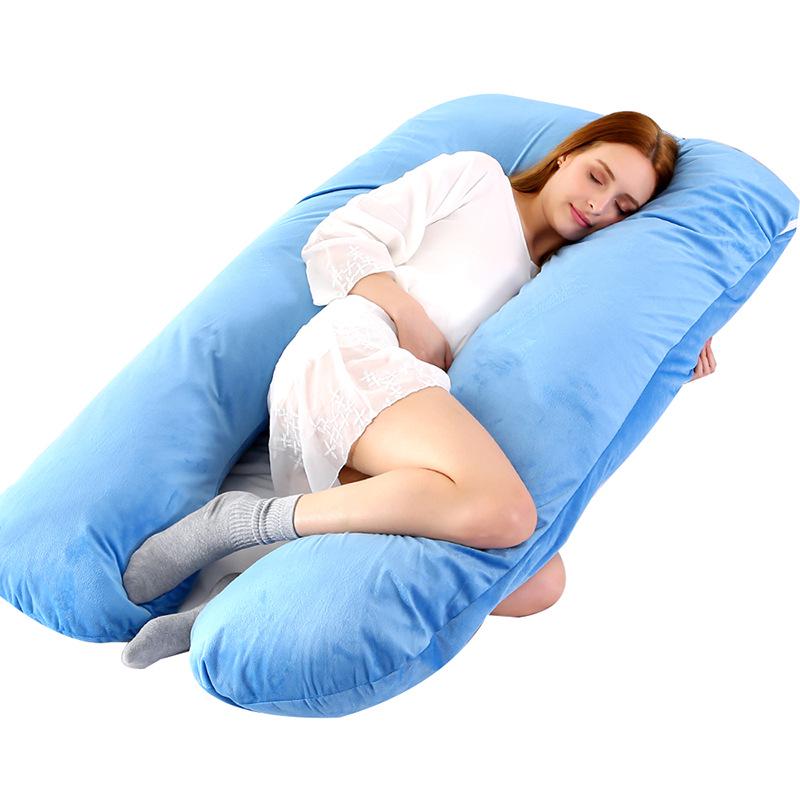 Crystal Velvet U-Shaped Pregnancy Pillow for Abdominal, Waist, and Leg Support