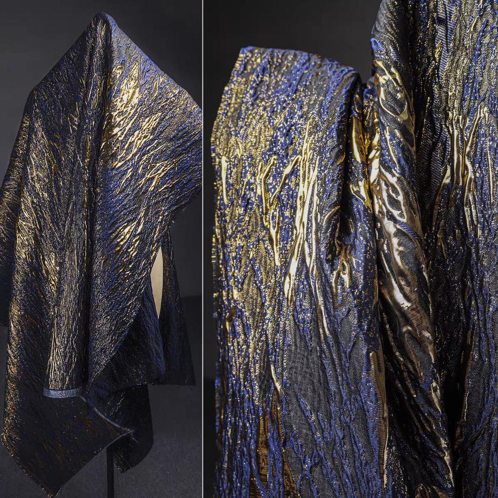 200x140cm Texture Undulating Vein Gilded Jacquard Fabric 3D National Style DIY Coat Jacket Hanfu Clothing Designer Fabric