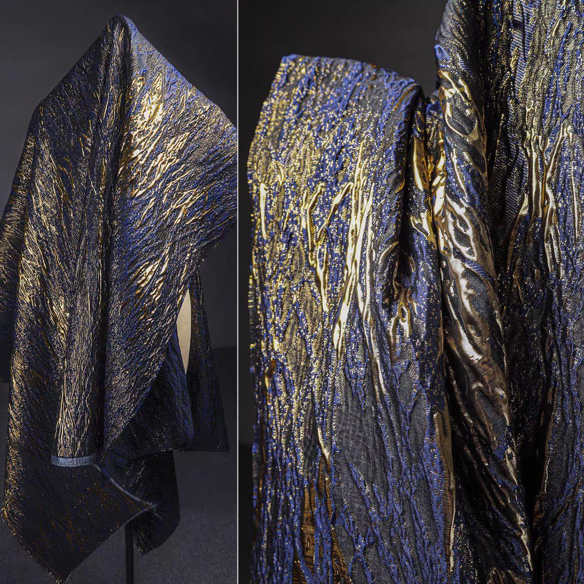 200x140cm Texture Undulating Vein Gilded Jacquard Fabric 3D National Style DIY Coat Jacket Hanfu Clothing Designer Fabric 200x143cm