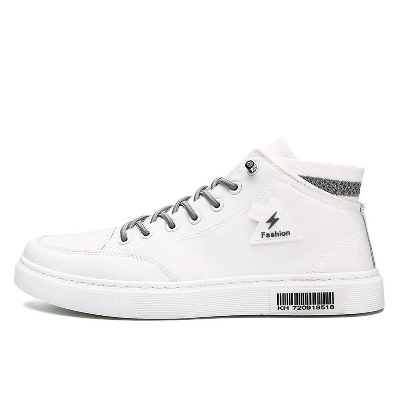 Herrenschuhe Herbst Neu High-Top Sneaker Studenten Lässig Atmungsaktiv Canvas Weiße Schuhe