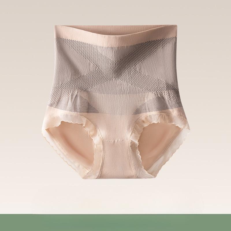Lady Big Size Spring and Autumn Cotton Antibacterial Crotch Stereo Hip Wrap Waist High Waist Belly Triangle Briefs One size