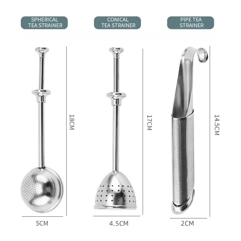 Retractable Design Tea Infuser Filter 304 Stainless Steel Ball & Pipe Shape Tea Strainer Kitchen Tea Brewing Accessory
